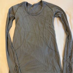 Lululemon Athletica Black and White Striped Long Sleeve Top